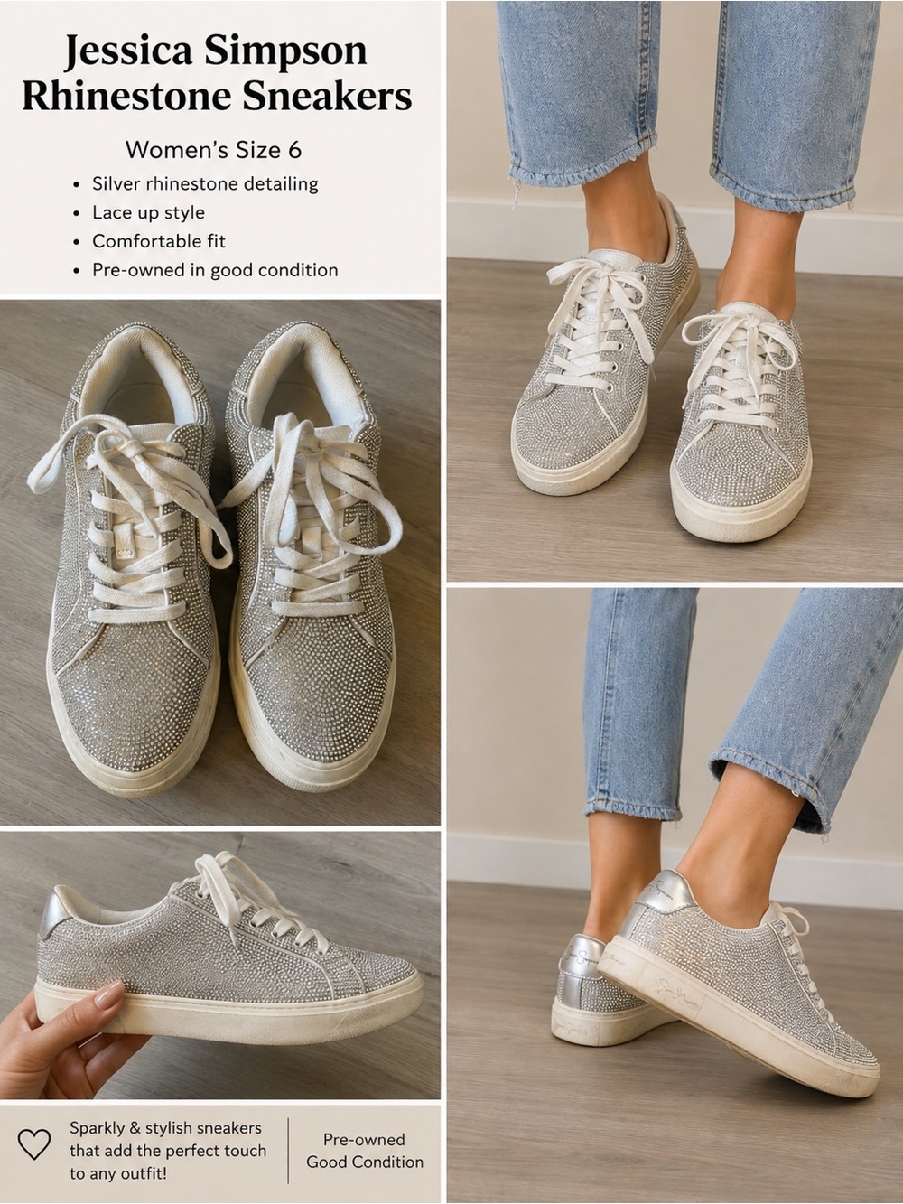 Jessica Simpson Rhinestone Sneakers – Women’s Size 6 ✨